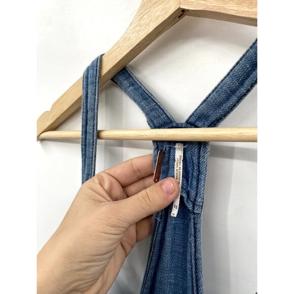 Free People chambray distressed overalls - Picture 4 of 6